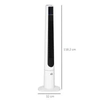 Ventilatore a Torre 50W a 3 Modalità e 3 Velocità con Timer da 12h, in ABS, Ø32x118.2 cm, Bianco