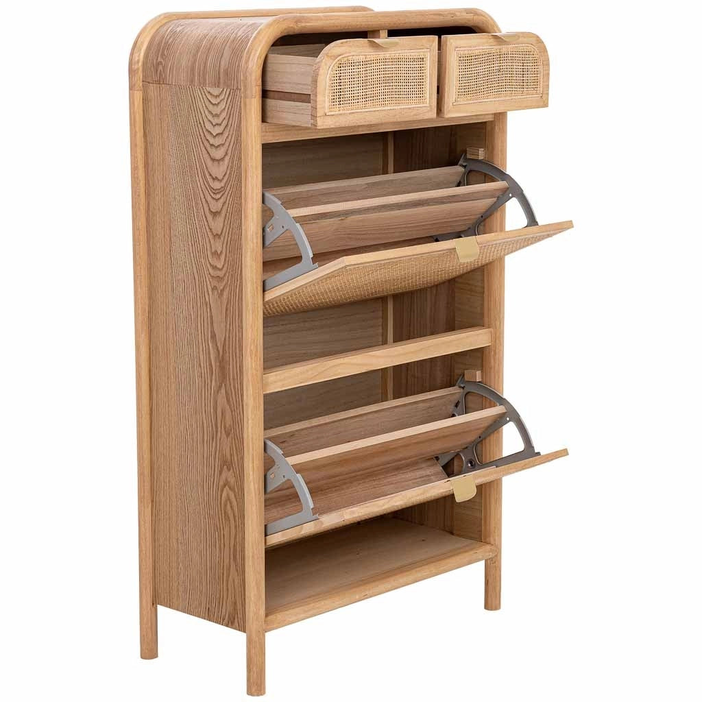 Scarpiera in legno e rattan marrone 70x32x120h cm