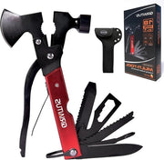 Kit di sopravvivenza da campeggio 18 in 1 con asse da picco, pinza, apripipì - Regalo personalizzato per uomo - Strumento multiuso portatile in acciaio inossidabile per emergenza - Kit di viaggio per famiglia