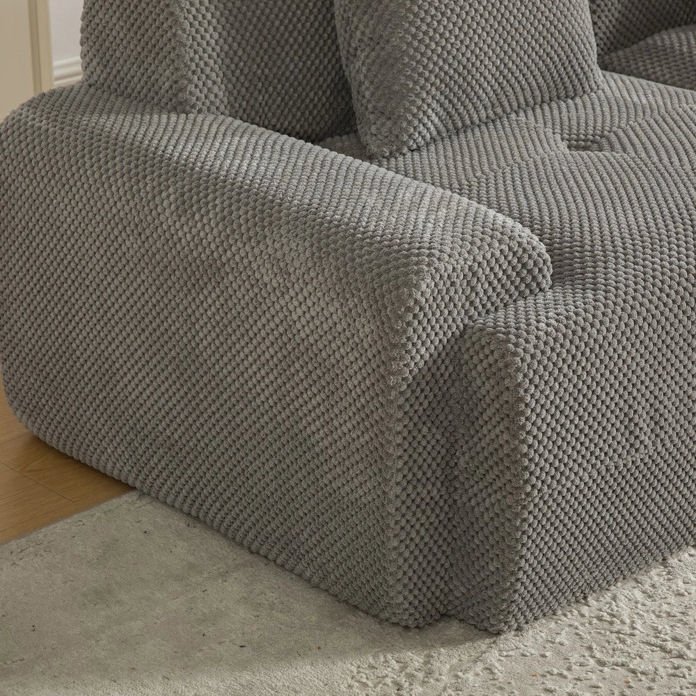 Divano Modulare in Tessuto Chenille ¨C MINIMAL ¨C Grigio, Morbido, Antimacchia