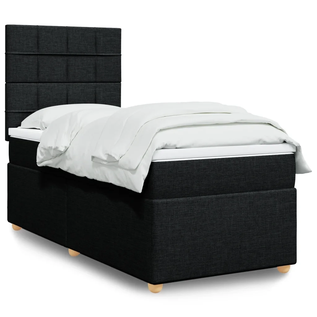 Giroletto a Molle con Materasso Nero 100x200 cm in Tessuto