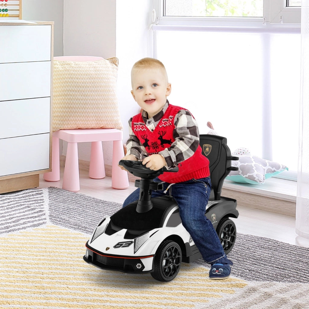 Auto da gioco per bambini 18-36 mesi con funzione di spinta scatola di stoccaggio, Macchina di lamborghini Bianco