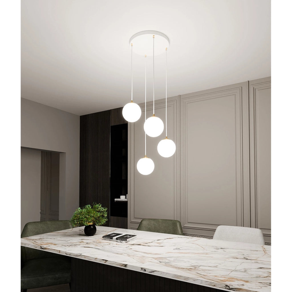 Lampada a sospensione ROYAL in acciaio bianco e oro