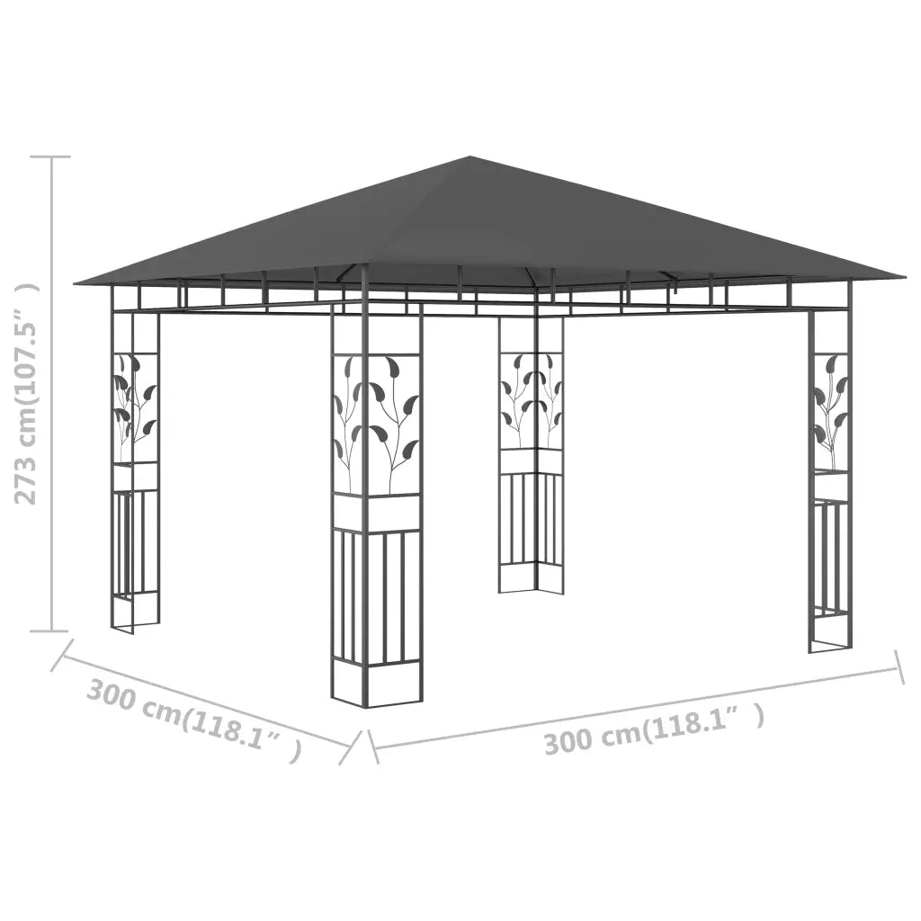 Gazebo | Pergolato con Zanzariera 3x3x2,73 m Antracite 180 g/m2