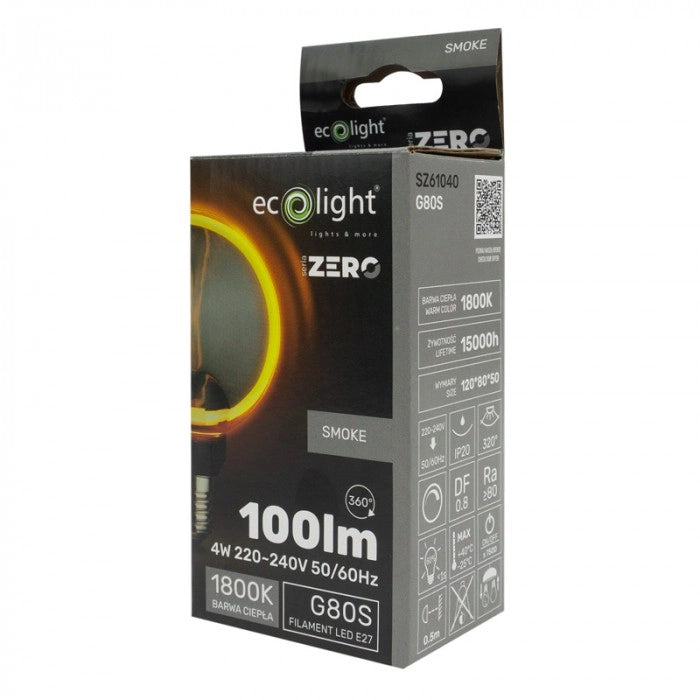 Lampadina LED decorativa G80 fumé E27 4W 100lm 1800K