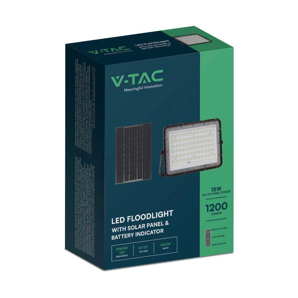 Faro LED solare V-TAC 15W con telecomando IP65 nero