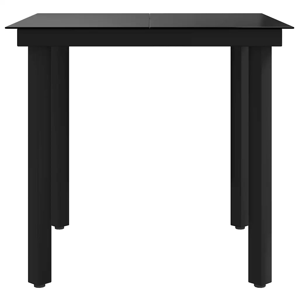 Tavolo da Giardino Nero 80x80x74 cm in Acciaio e Vetro 318746