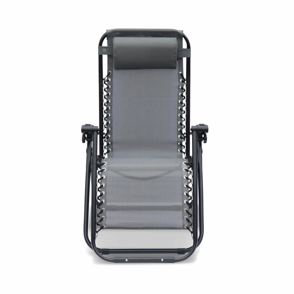 Set di 2 sdraio gravità zero pieghevoli con poggiatesta, grigio