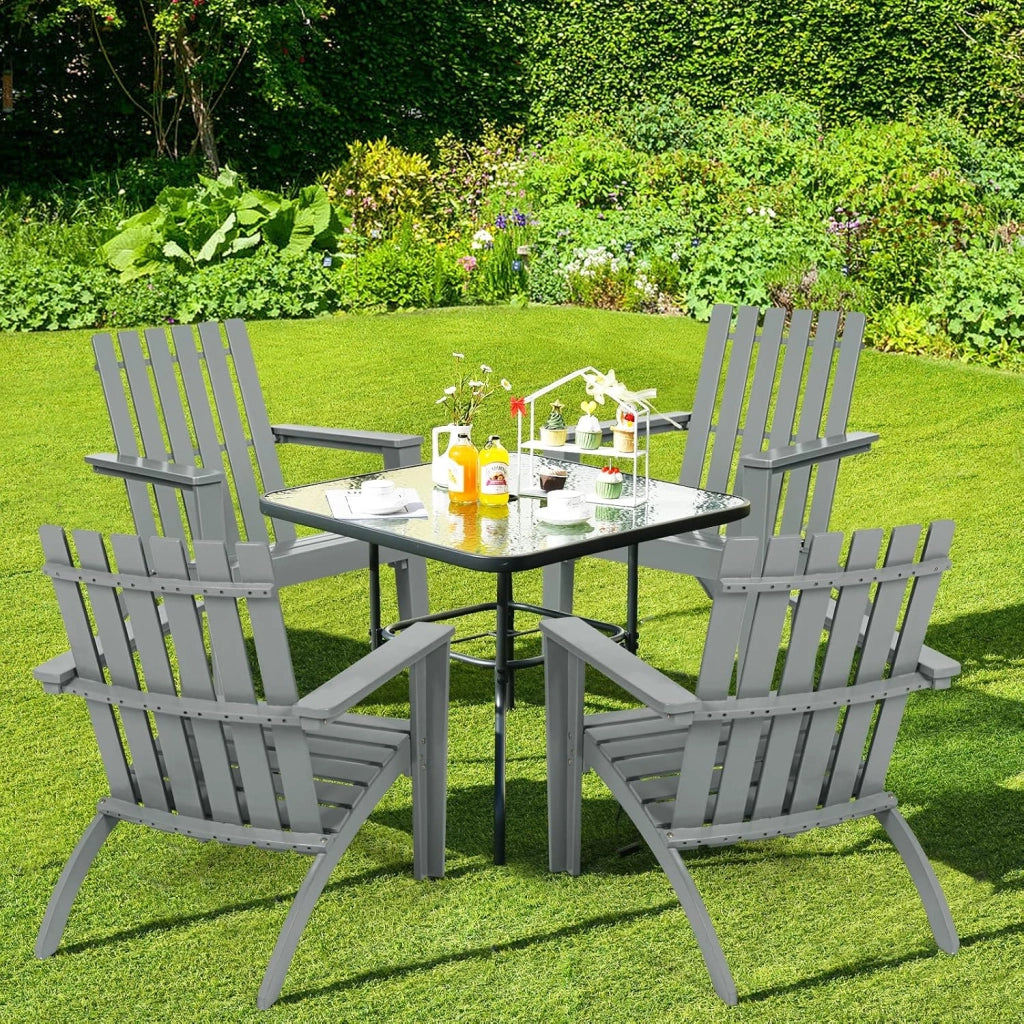 Adirondack - Sedia da giardino in legno di acacia, con schienale e braccioli, ergonomica, da giardino fino a 160 kg, per balcone, giardino, spiaggia (grigio)
