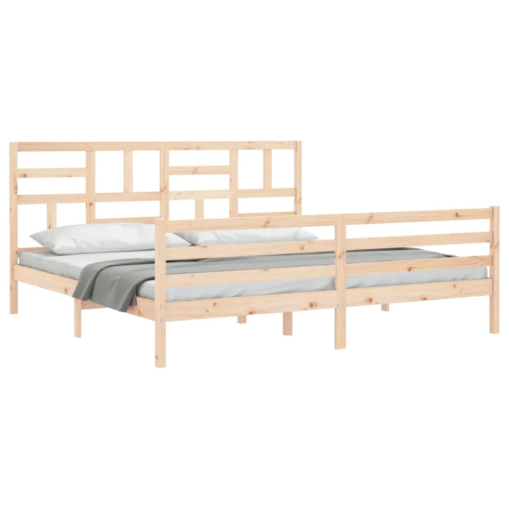 Giroletto con Testiera-Struttura Letto con testiera 200x200 cm in Legno Massello 573066