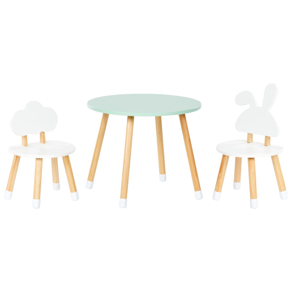 Set da tavola per bambini a 2 posti con sedie Tappi per gambe in MDF bianco e legno chiaro Cameretta per bambini alla moda