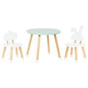 Set da tavola per bambini a 2 posti con sedie Tappi per gambe in MDF bianco e legno chiaro Cameretta per bambini alla moda