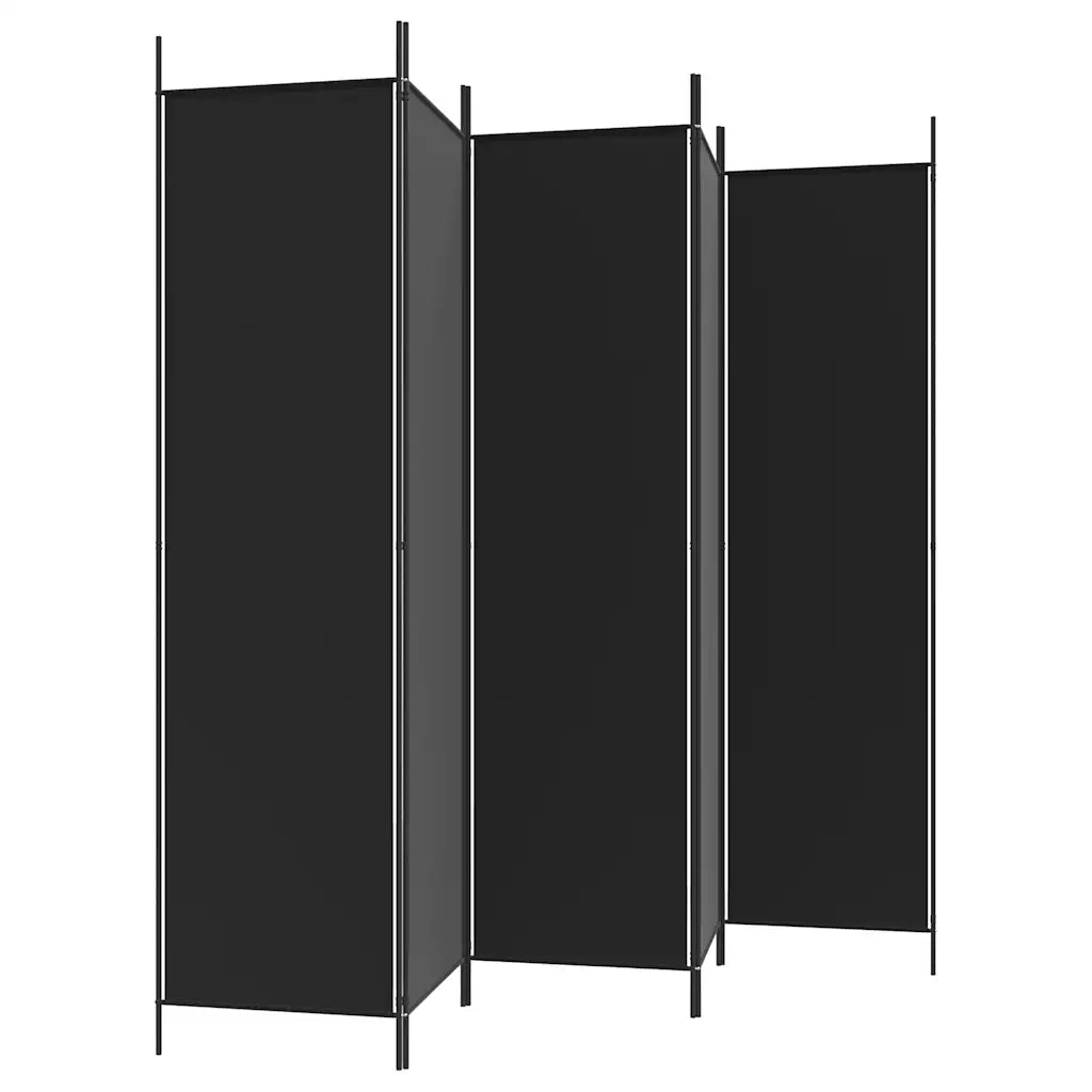 Divisorio 5 Pannelli Nero 250x200 cm Tessuto 350189
