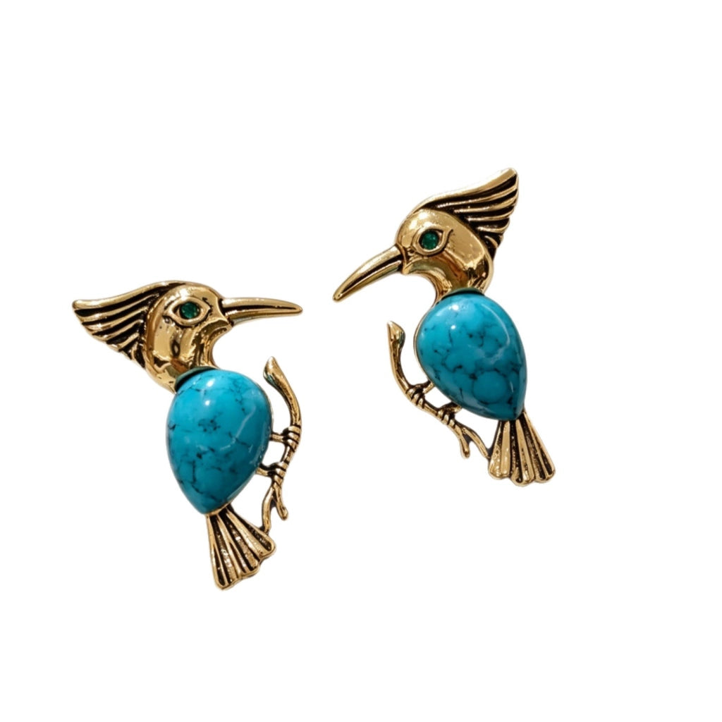 Orecchini a forma di uccellino blu, sofisticati ed eleganti, in stile europeo e americano.
