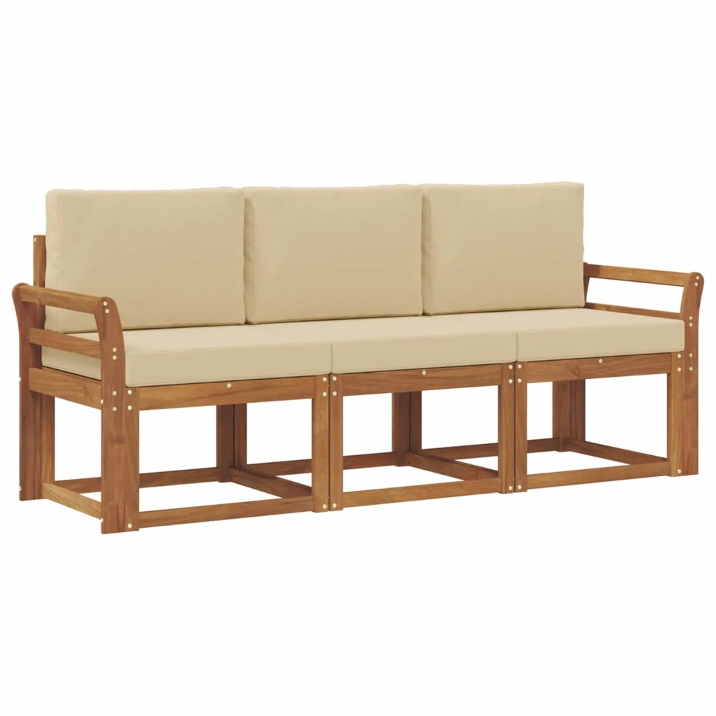 Set di divani da esterno con cuscino 3 pcs Naturale e Beige