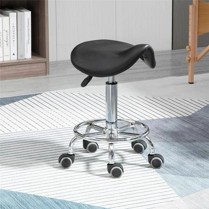SGABELLO REGOLABILE IN ALTEZZA CON 5 RUOTE E SEDUTA ERGONOMICA IMBOTTITA