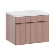 Set da bagno ICON: mobile sottolavabo 60cm rosa cipria + piano per lavabo bianco