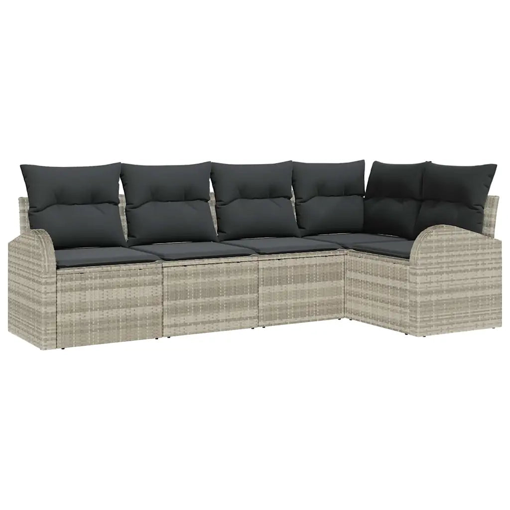 Set Divano da Giardino 5 pcs Grigio chiaro polyrattan 3354711