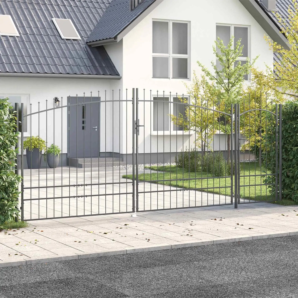 Cancello da giardino Woerden Grigio 195 x 500 cm Acciaio 42008921