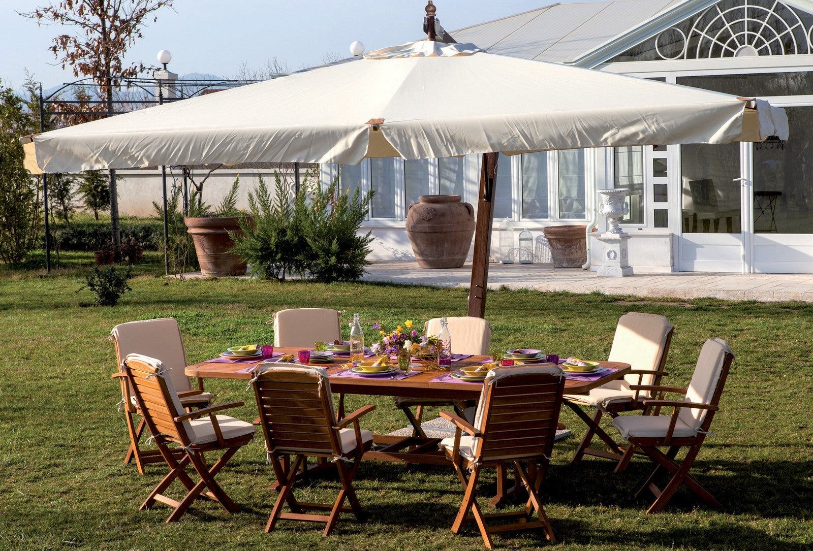 ombrellone decentrato dimensioni mt.3x3 palo 75 "aster" cod:ferx.93817