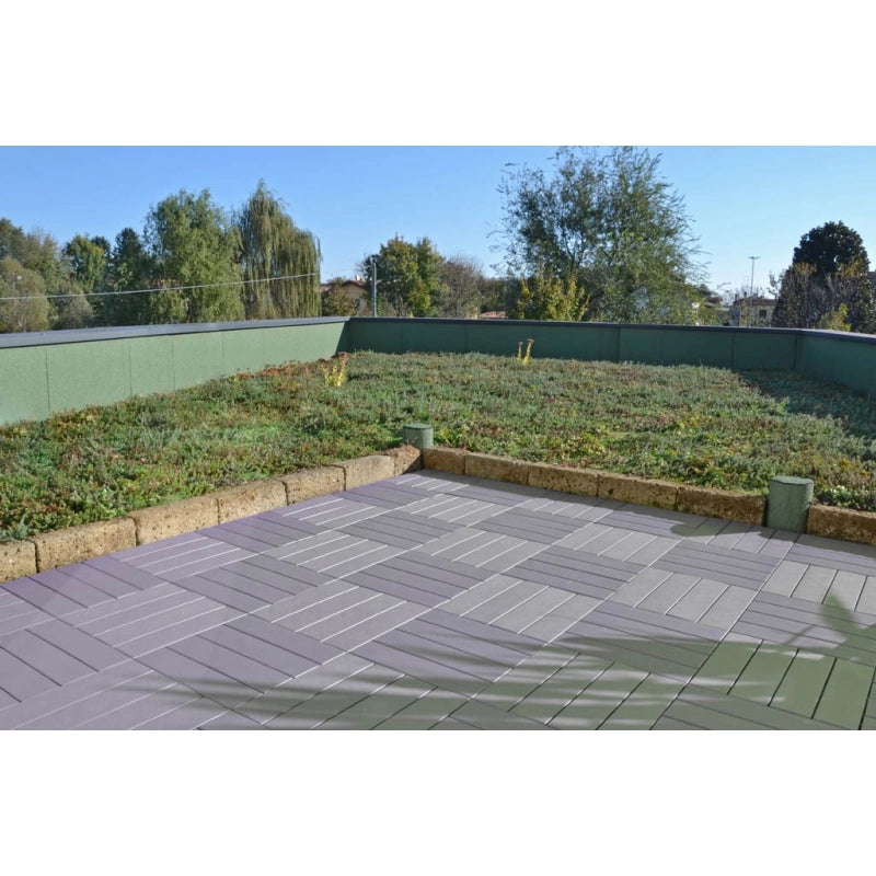 Piastrelle autobloccanti in Plastica con Finitura ad Effetto Legno 37,7 x 18,6 cm da interno, esterno e giardino. PEZZI 162 Colore: #4c2b11