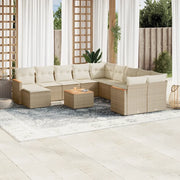 Set Divani da Giardino 12 pz con Cuscini Beige in Polyrattan 3226576