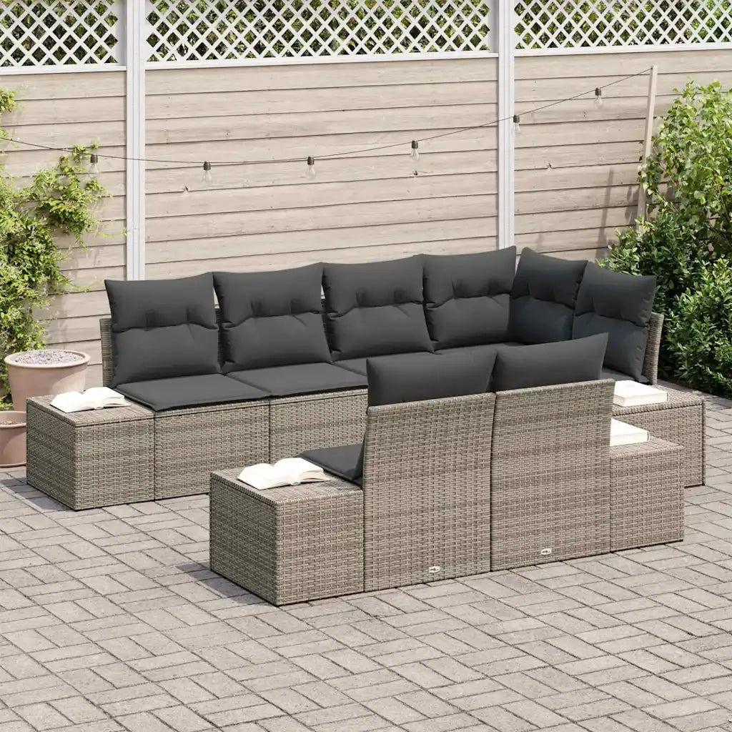 Set Divano da Giardino 7 pcs Grigio polyrattan 3355768