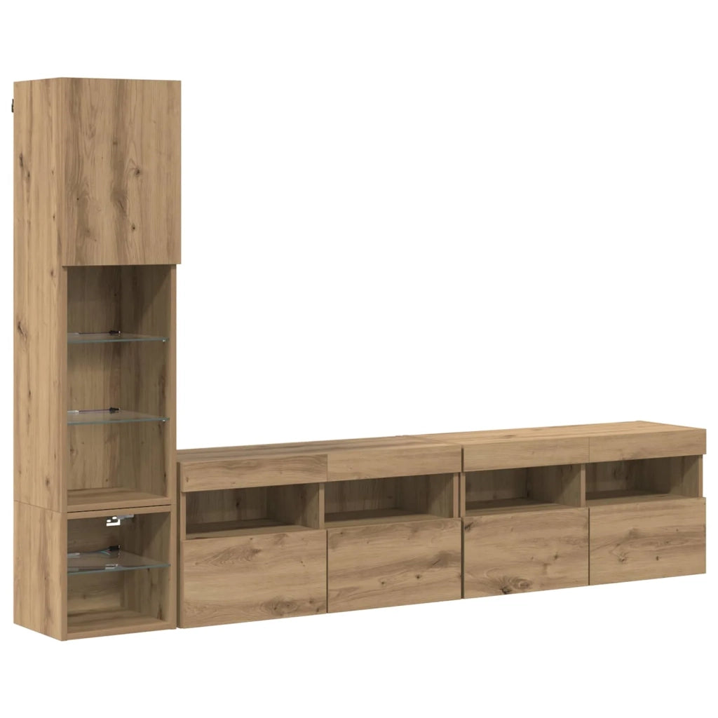 Unità TV da Parete 4 pcs Rovere artigianale Legno multistrato 3402966