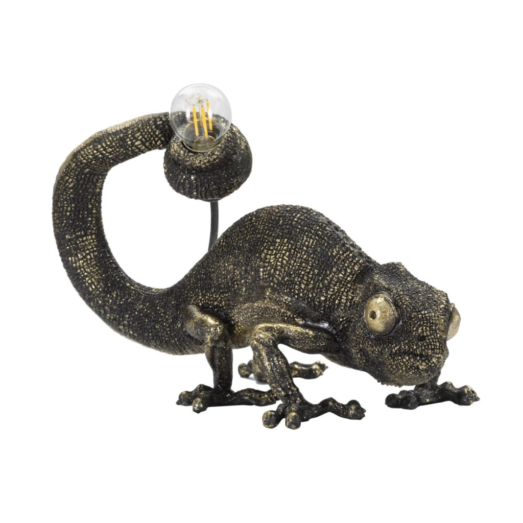 Lampada da Tavolo Camaleonte, Nero, Poliresina, 37,5x16,5x22 cm, Seven Design