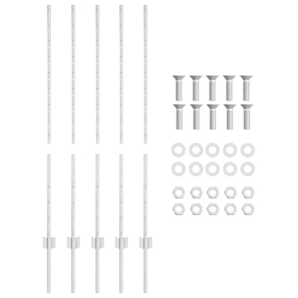 Palo della recinzione 5 pz Argento 120 cm Acciaio CFW4571055