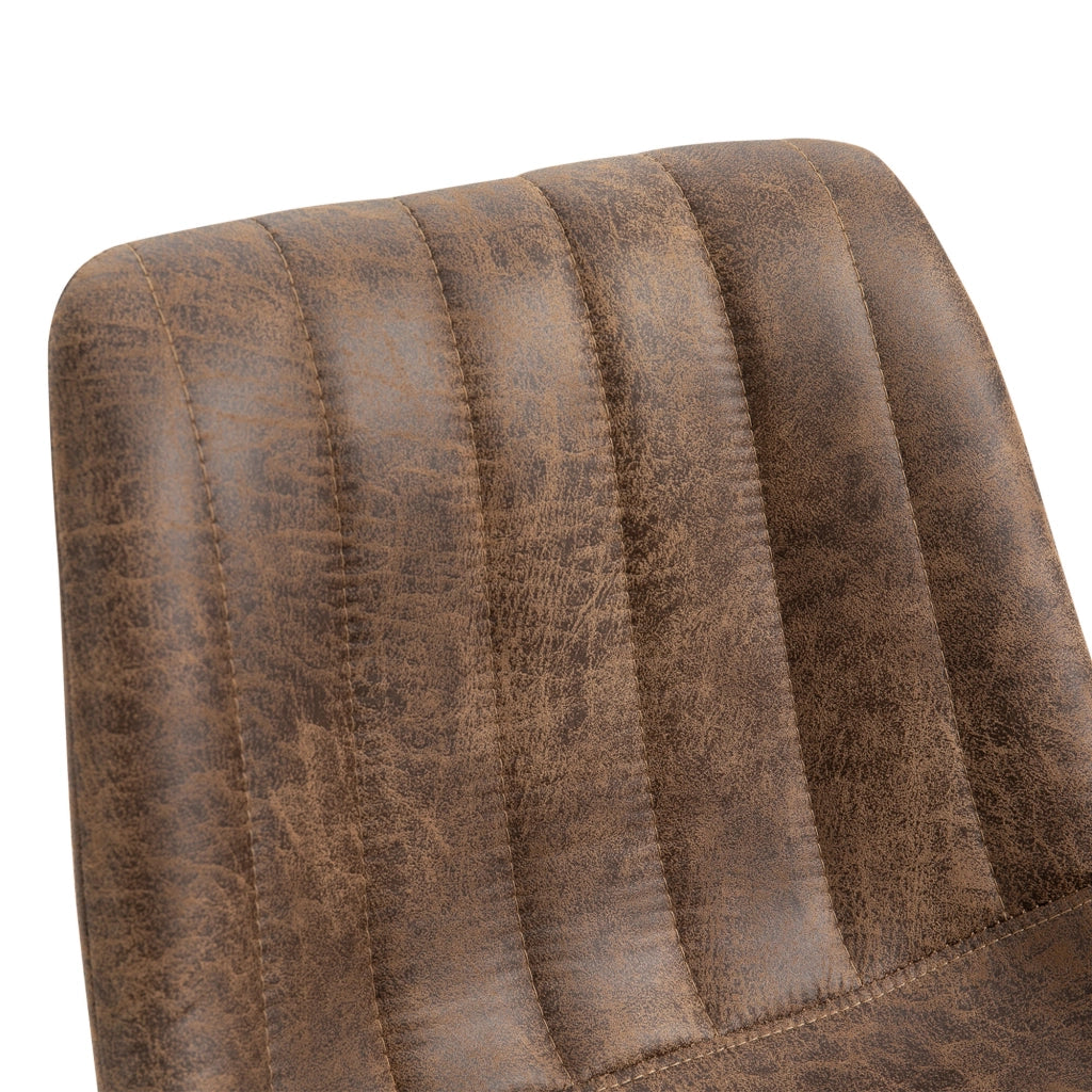 EasyComfort Set 2 Sgabelli Alti da Bar in Stile Industriale con Schienale, Poggiapiedi e Altezza Regolabile, Sedia in Microfibra, Marrone