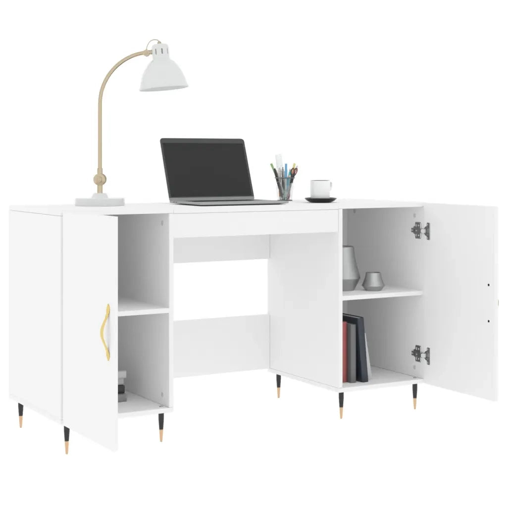 Scrivania Bianca 140x50x75 cm in Legno Multistrato 829524