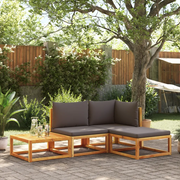 Set di divani da giardino 4 pezzi con cuscini in legno di acacia e rattan