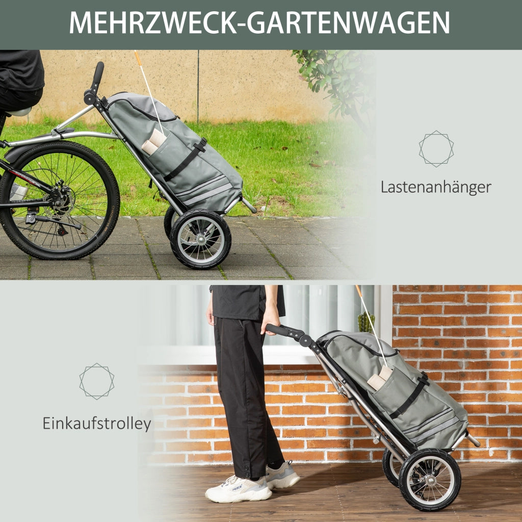 CARRELLO 2 in 1 per bici e spesa 53x43x110 cm Alluminio Grigio