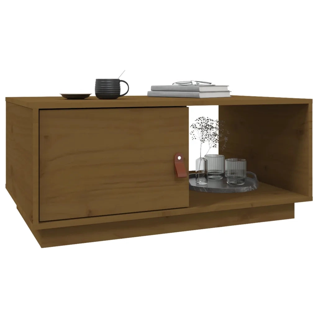 Tavolino da Salotto ambra 80x50x35,5 cm Legno Massello di Pino 818263