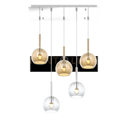 SOSP. CROMO RETTANGOLARE 5 LUCI VETRI TUTTI PICCOLO (2X TR+ 3X AM) 1155CR-S5 RP-TA