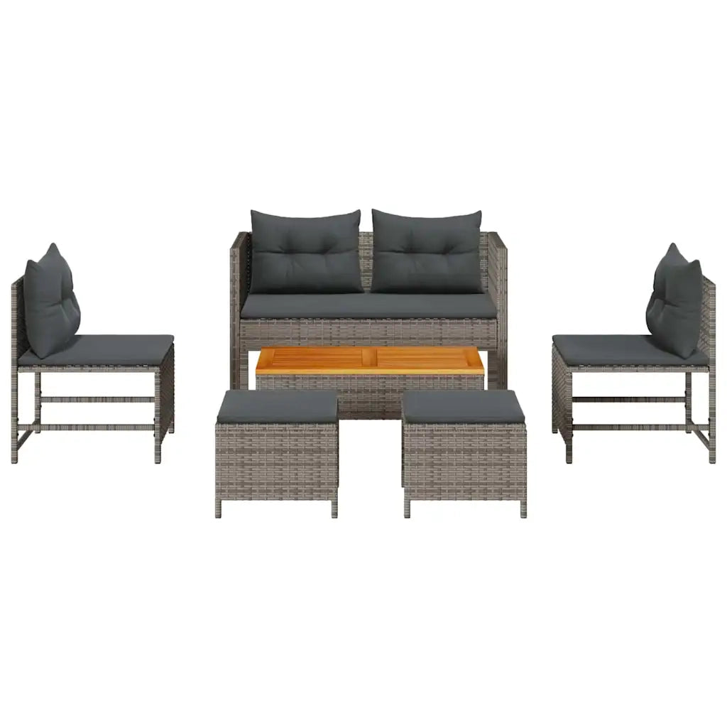 Set Divano da Giardino 6 pcs Grigio e Grigio Scuro polyrattan 4104702
