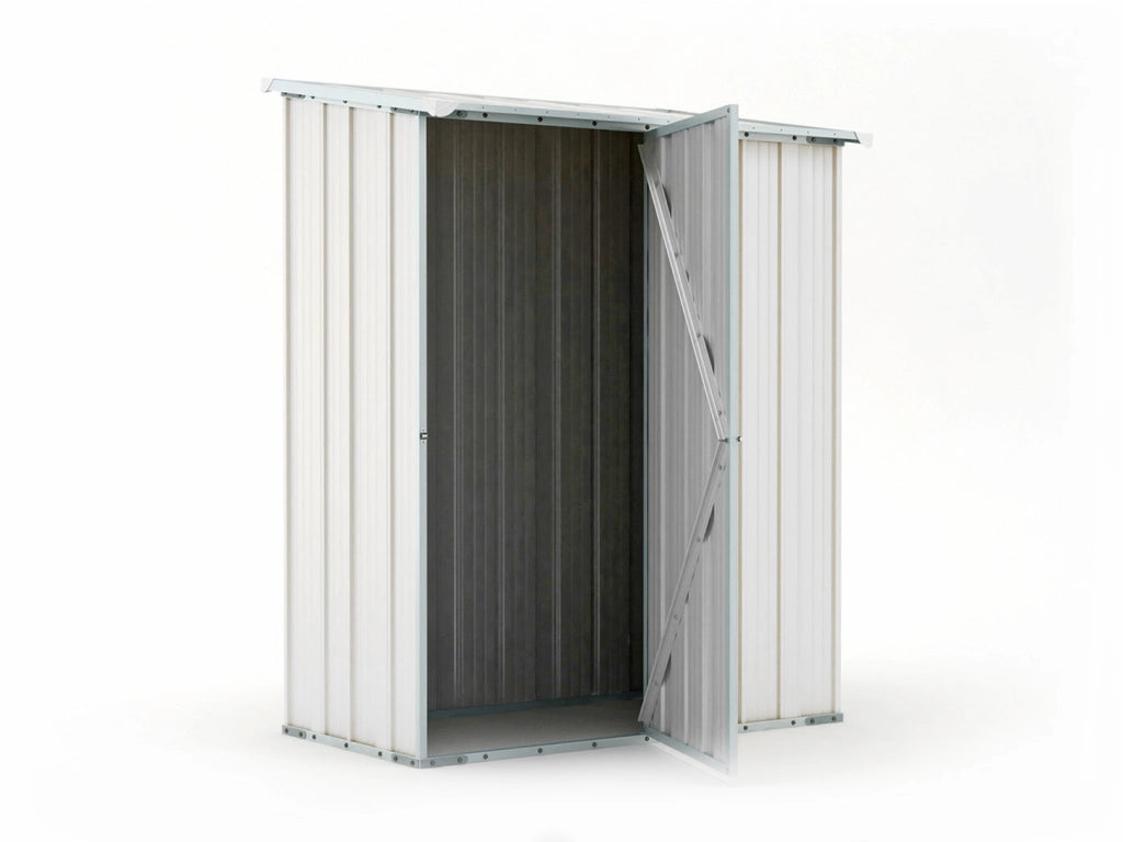 Casetta da giardino in lamiera di acciaio 155x100cm x h 192cm - 50kg - 1,55mq - BIANCO