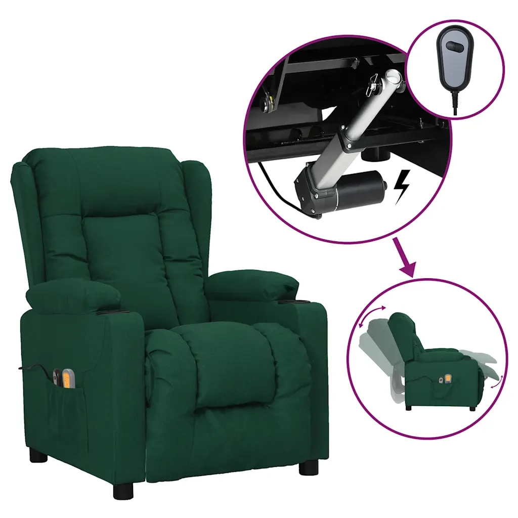 Poltrona Elettrica Massaggiante Verde Scuro in Tessuto cod mxl 60369