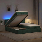 Letto Ottomano con Materasso e LED Verde Scuro 200 x 200 cm 3457359