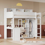 Letto a castello 90x200 cm con scrivania, armadio e scaffali