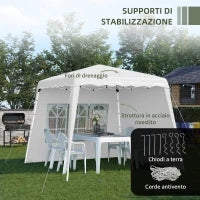 Gazebo da Giardino Pieghevole ad Altezza Regolabile in Acciaio e Tessuto Oxford, 2.4x2.4x2.5m