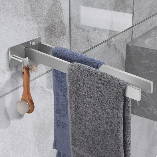 Sostegno asciugamani Bagno doppia staffa Inox fissaggio a parete