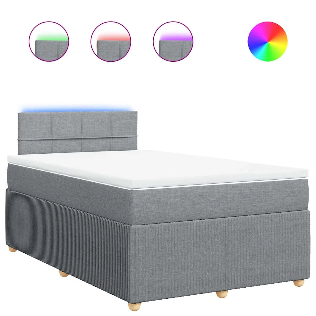 Giroletto a Molle con Materasso Grigio Chiaro 120x190cm Tessuto