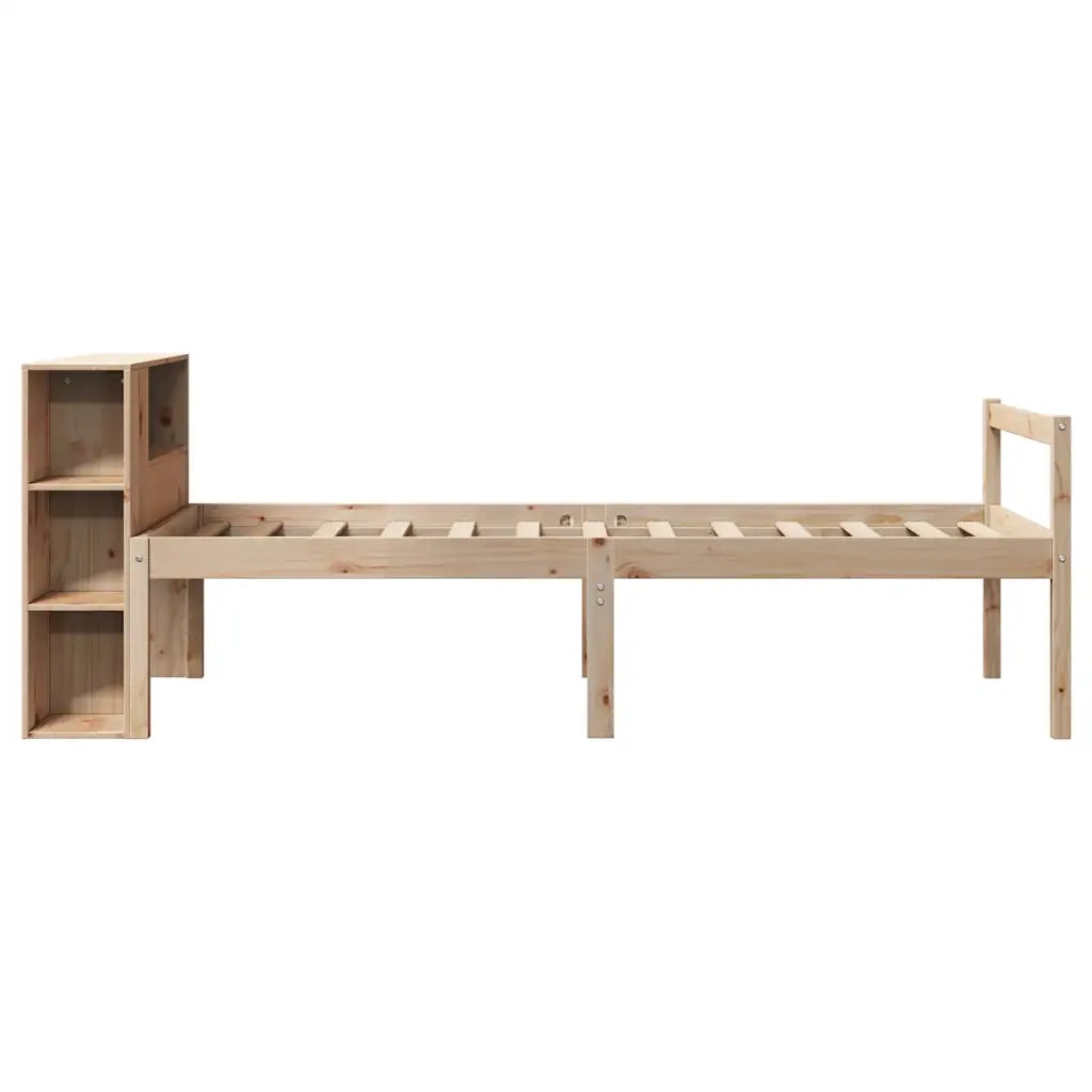 vidaXL Giroletto con Libreria senza Materasso 75x190 cm in Legno Pino