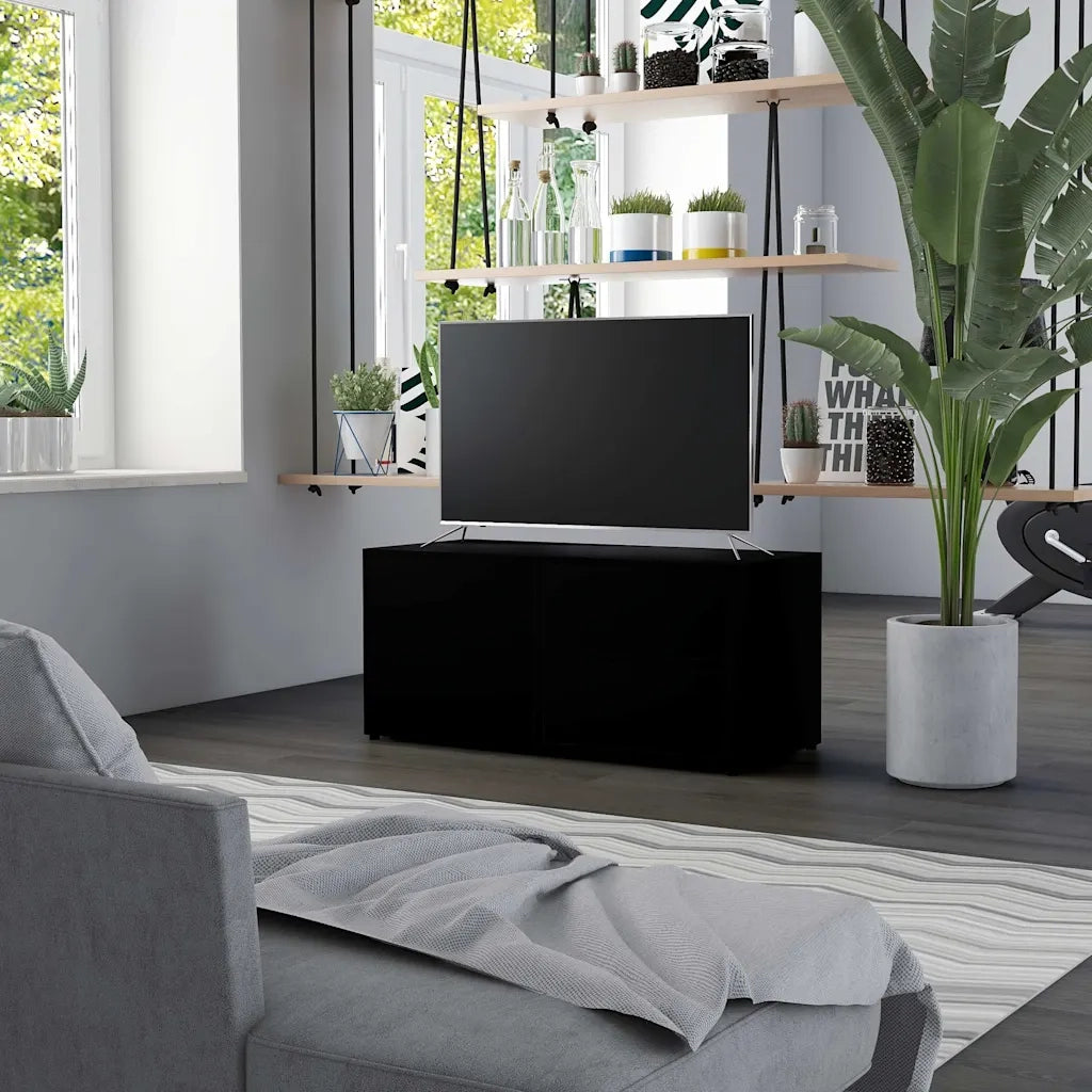 Mobile Porta TV-Mobile per TV-Credenza TV Nero 80x34x36 cm in Legno Multistrato