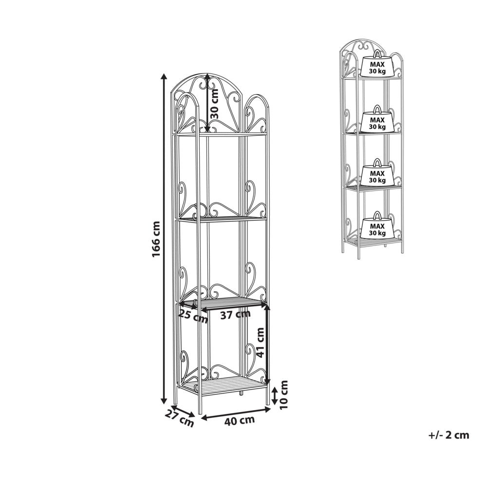Scaffale Stile Vintage per Bagno Struttura in Metallo grigio con 4 Ripiani