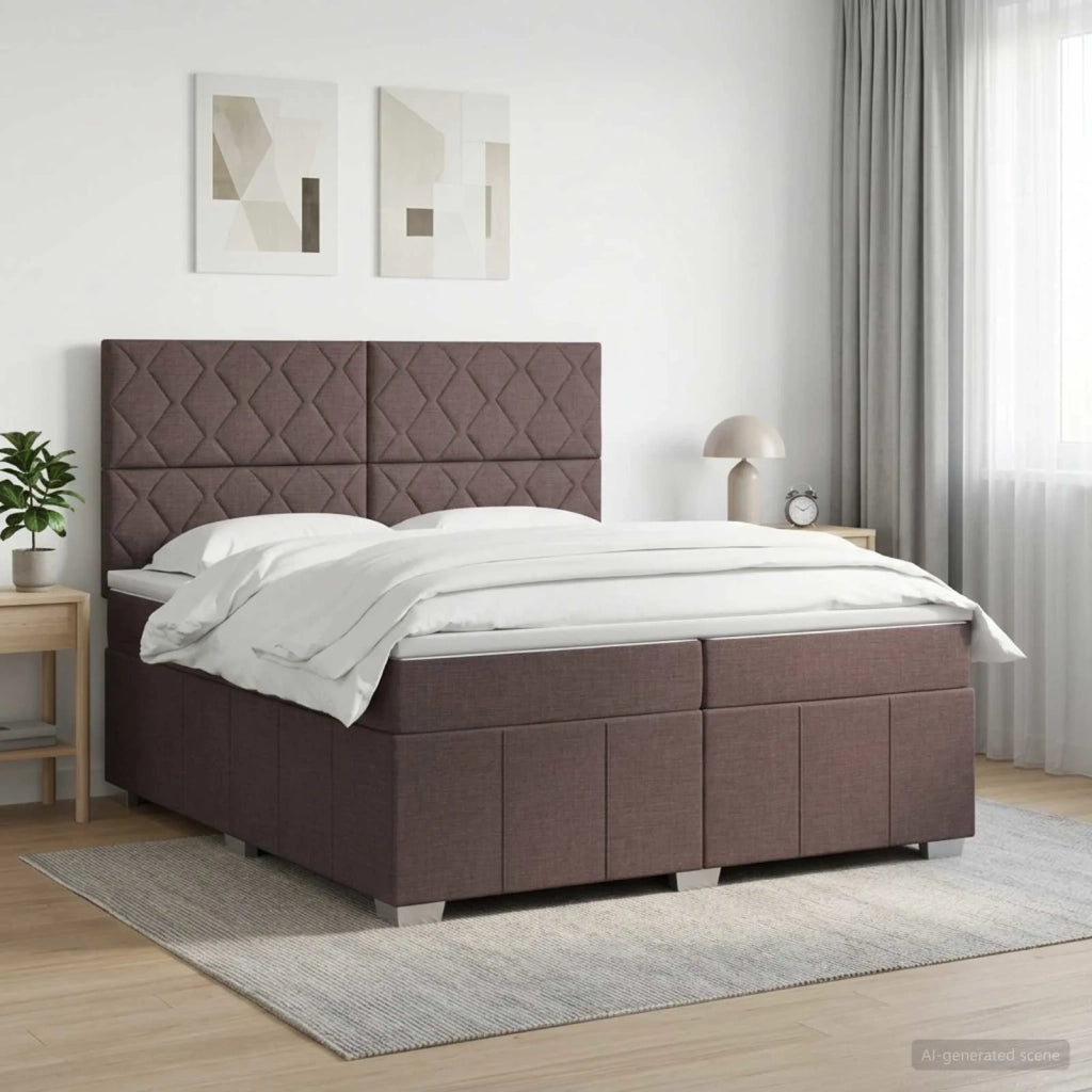 Letto box spring con materasso Marrone Scuro 200 x 200 cm 3454228