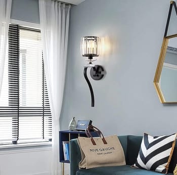 Applique Da Parete Nero Attacco E14 Lampada Muro Paralume In Vetro Metallo E36-1