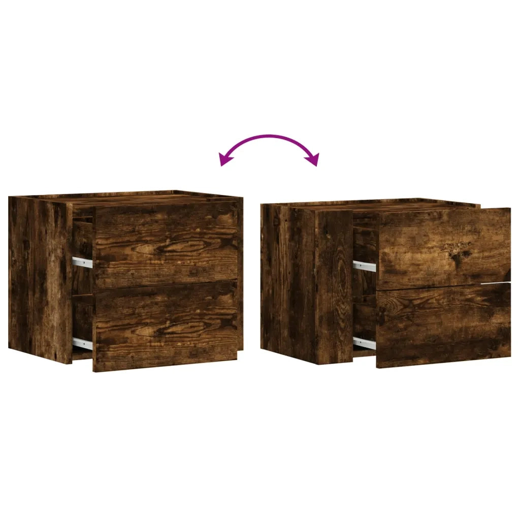 Comodino a Muro Rovere Fumo 45x30x35 cm 848333